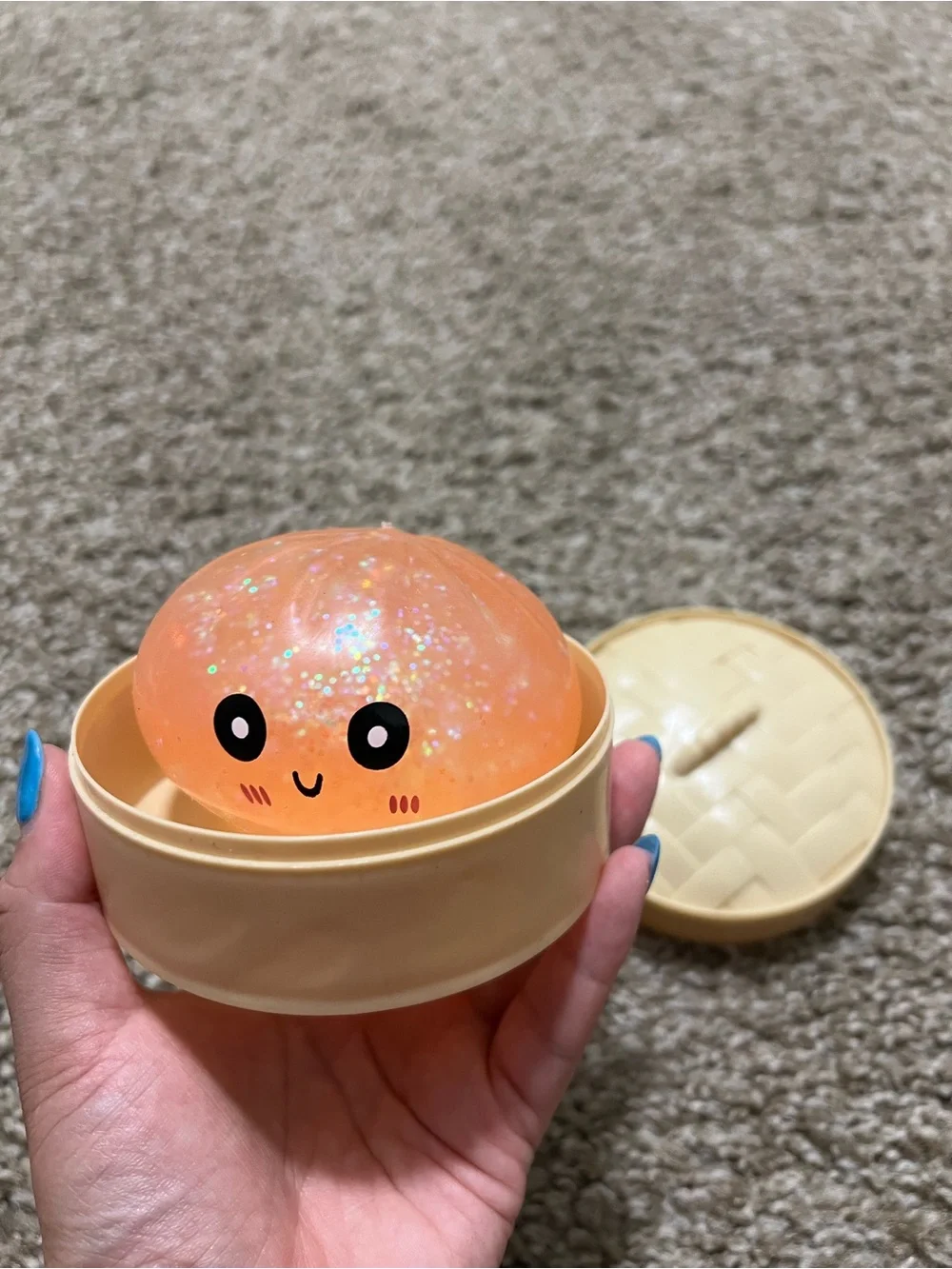 🧡 Orange Glitter Squishy Bun